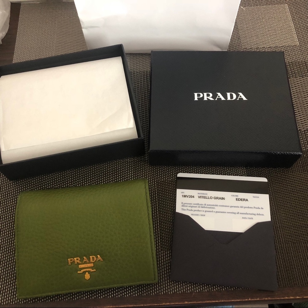 Prada leather wallet in edera RARE color